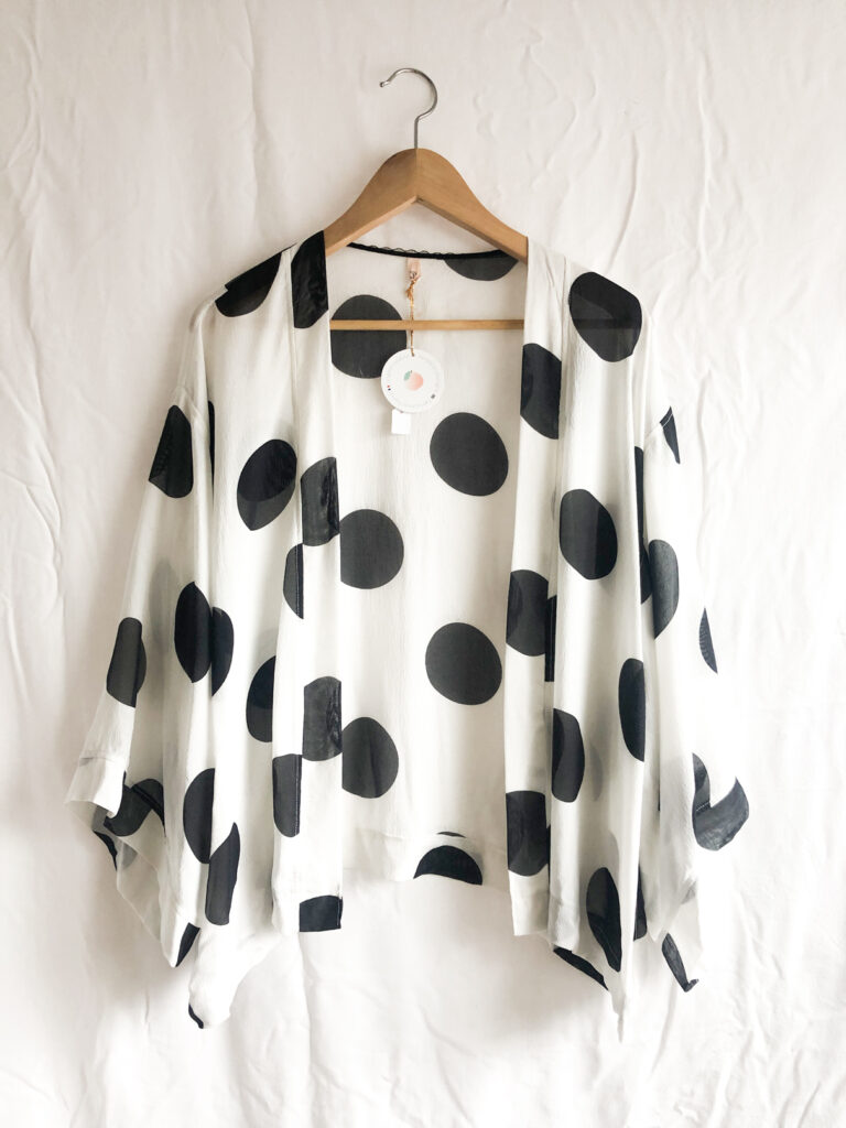 Kimono court Pois noir & blanc
